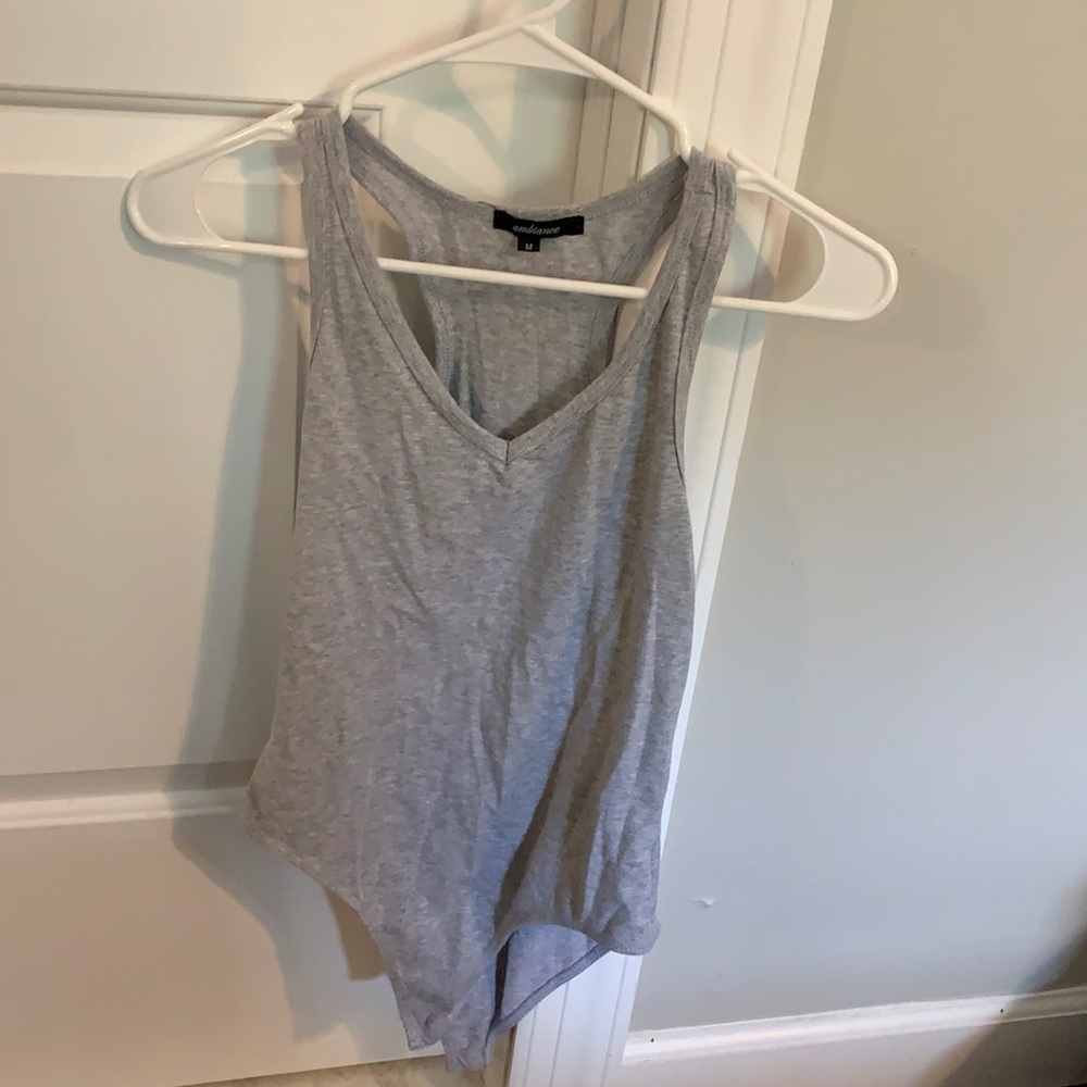 Gray Racerback Bodysuit by Ambiance